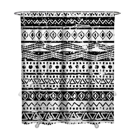 Extra Long Boho Shower Curtain 72x84 Inches - Vintage Floral & Tropical Leaves Pattern, Waterproof Bohemian Bathroom Decor with 12 Hooks, Tribal Rustic Style