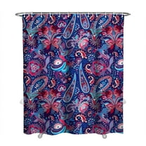 Extra Long Boho Shower Curtain 72x84 Inches - Vintage Floral & Tropical Leaves Pattern, Waterproof Bohemian Bathroom Decor with 12 Hooks, Tribal Rustic Style