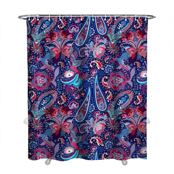 Extra Long Boho Shower Curtain 72x84 Inches - Vintage Floral & Tropical Leaves Pattern, Waterproof Bohemian Bathroom Decor with 12 Hooks, Tribal Rustic Style