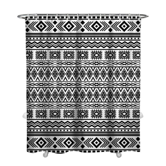 Extra Long Boho Shower Curtain 72x84 Inches - Vintage Floral & Tropical Leaves Pattern, Waterproof Bohemian Bathroom Decor with 12 Hooks, Tribal Rustic Style