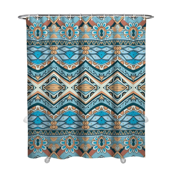 Extra Long Boho Shower Curtain 72x84 Inches - Vintage Floral & Tropical Leaves Pattern, Waterproof Bohemian Bathroom Decor with 12 Hooks, Tribal Rustic Style