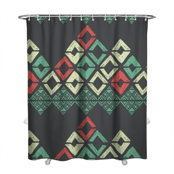 Extra Long Boho Shower Curtain 72x84 Inches - Vintage Floral & Tropical Leaves Pattern, Waterproof Bohemian Bathroom Decor with 12 Hooks, Tribal Rustic Style