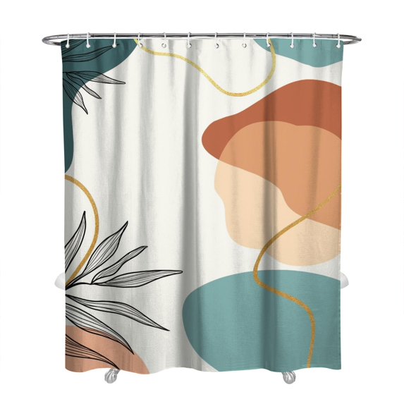 Extra Long Boho Shower Curtain 72x84 Inches - Vintage Floral & Tropical Leaves Pattern, Waterproof Bohemian Bathroom Decor with 12 Hooks, Tribal Rustic Style