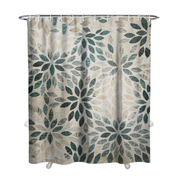 Extra Long Boho Shower Curtain 72x84 Inches - Vintage Floral & Tropical Leaves Pattern, Waterproof Bohemian Bathroom Decor with 12 Hooks, Tribal Rustic Style