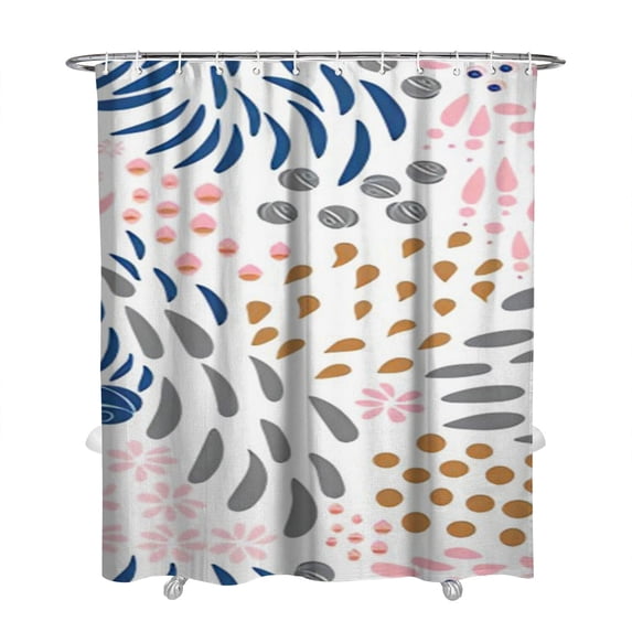 Extra Long Boho Shower Curtain 72x84 Inches - Vintage Floral & Tropical Leaves Pattern, Waterproof Bohemian Bathroom Decor with 12 Hooks, Tribal Rustic Style