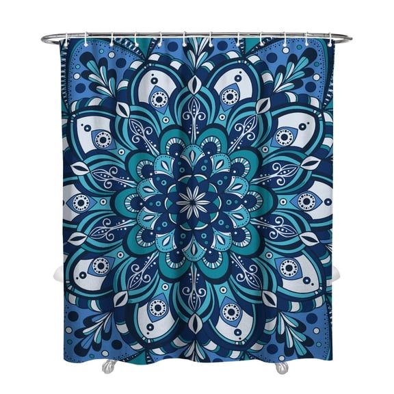 Extra Long Boho Shower Curtain 72x84 Inches - Vintage Floral & Tropical Leaves Pattern, Waterproof Bohemian Bathroom Decor with 12 Hooks, Tribal Rustic Style