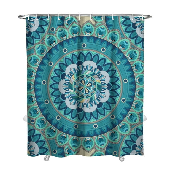 Extra Long Boho Shower Curtain 72x84 Inches - Vintage Floral & Tropical Leaves Pattern, Waterproof Bohemian Bathroom Decor with 12 Hooks, Tribal Rustic Style