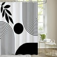 thumbnail image 1 of Extra Long Boho Shower Curtain Mid Century Modern Shower Curtains For Bathroom Black And White Geometric Minimalist Bohemian Waterproof Fabric Bathroom Shower Curtain Set 72x84 Inch, 1 of 6