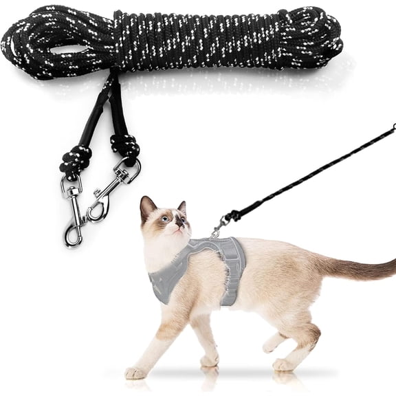 Extra Long Cat Leash for Yard, Lightweight Outdoor Cat Leash Long Light Extension, Long Thin Lead for Rabbits, Kitten, Puppy and Small Animals (4.5M/ 15FT)
