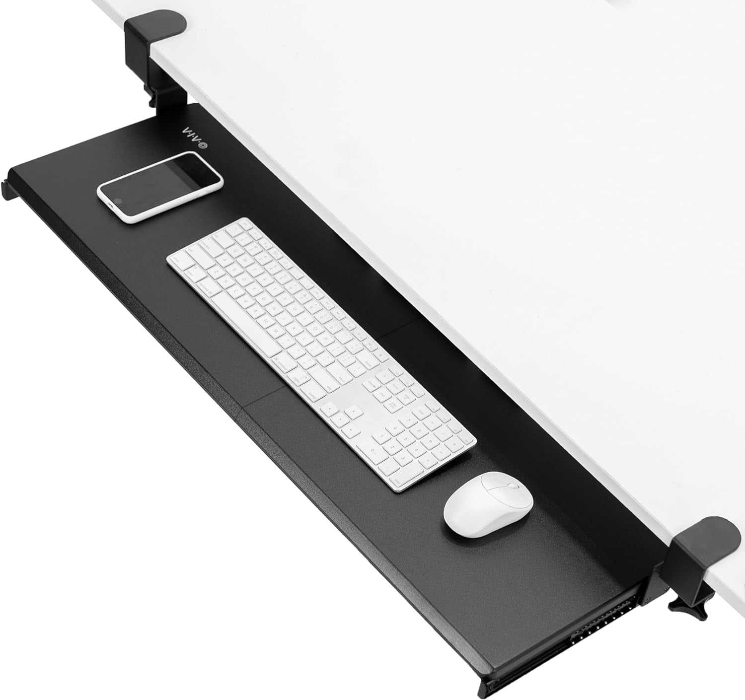 Black Extra Long Clamp-on Under Desk Keyboard Tray
