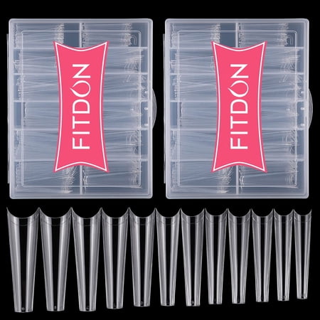 Extra Long Coffin Nail Tips, FITDON 480pcs XXL Long Ballerina False Nail Tip, 2 Boxes