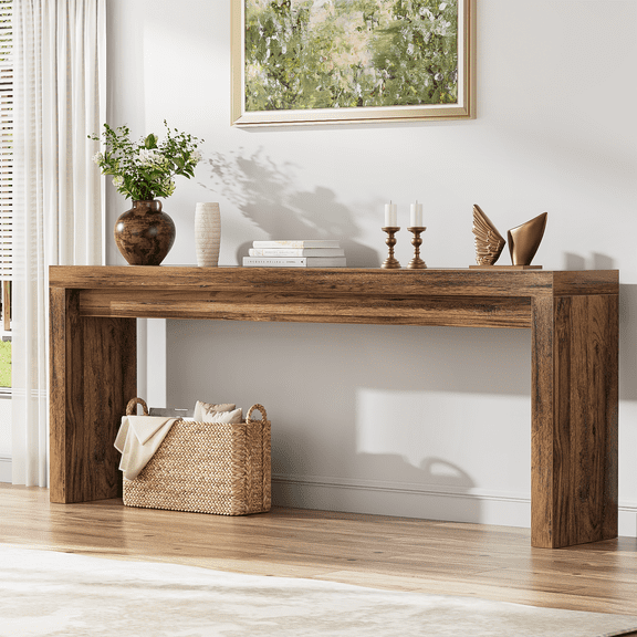 Extra Long Console Table for Entryway, 70.9-Inch Farmhouse Wood Behind Couch Table, Modern Entryway Rectangular Console Table for Entrance, Living Room, Hallway, Foyer (Brown)