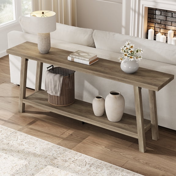Extra Long Console Table, Rustic Sofa Table 70.87 Inch Narrow Entryway Table with Thick Board, Heavy Duty Behind Couch Table for Living Room, Hallway, Anti-Tipping, Holds 350 lbs