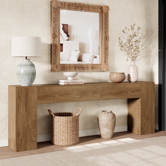 Extra Long Console Tables for Entryway, 94.5 Inch Wooden Couch Table Behind Sofa Modern, Large Farmhouse Hallway Table for Living Room, Entrance, Entry Way, Natural Oak Brown