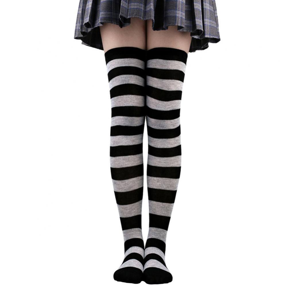 Extra Long Cotton Stripe Thigh High Socks Over the Knee High Socks — free download