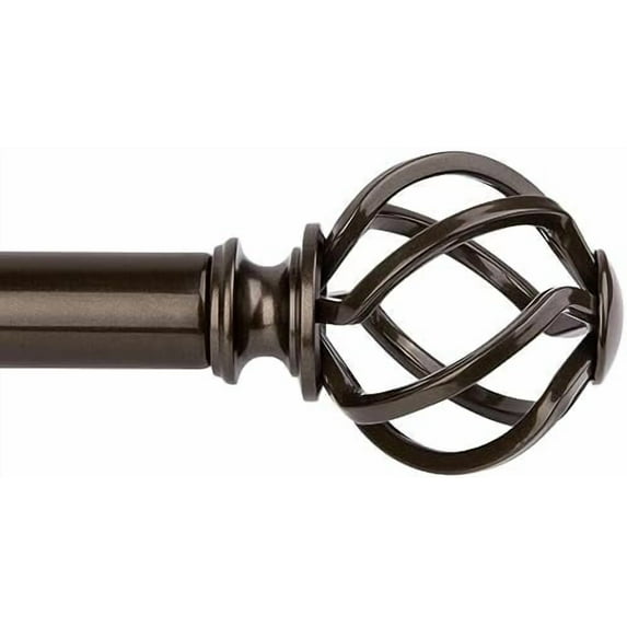 Extra Long Curtain Rods for Windows 120 to 170 Inch, 1 Inch Bronze Heavy Duty Curtain Rods 140 to 195 Inch, Adjustable Drapery Rod with Twisted Cage Finials