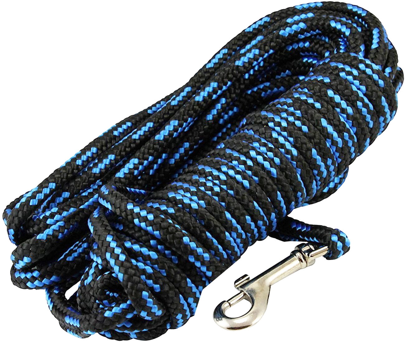 Extra Long Dog Leash Braided Nylon Tracking Rope, Black/Blue 30-feet 1/ ...