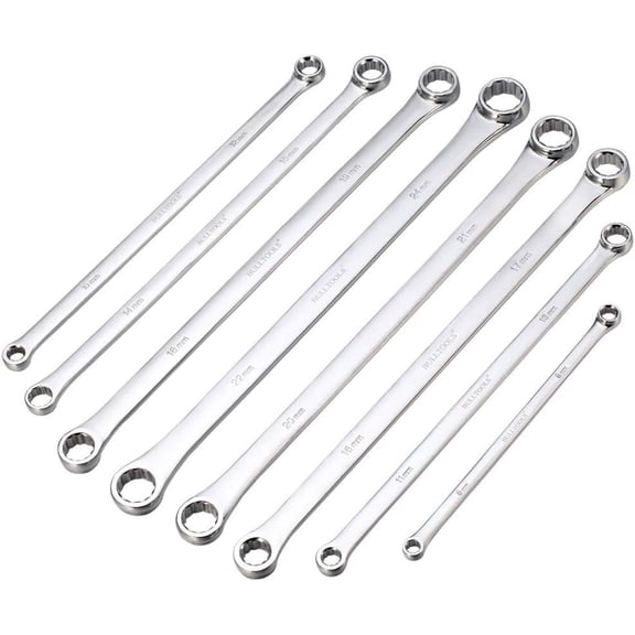 Extra Long Double Box End Wrench Set Chrome Vanadium Steel Aviation Wrenches Metric 8-24mm with Organizer Box (8-)