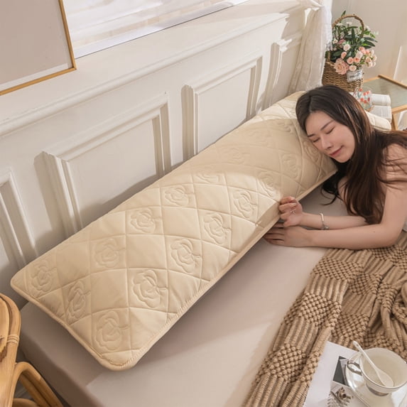 Extra Long Double Pillowcase 18x47 Inches Quilted Polyester Cover for Couples and Side Sleepers with Non-Slip Button Closure
