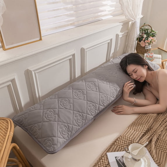 Extra Long Double Pillowcase 18x47 Inches Quilted Polyester Cover for Couples and Side Sleepers with Non-Slip Button Closure