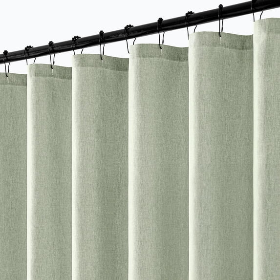 Extra Long Fabric Shower Curtain, 108 Inch Long Linen Textured Heavy Duty Cloth Shower Curtain Set with 12 Metal Hooks, Waterproof Decor Machine Washable for Bathroom Hotel, 72x108, Sage Green