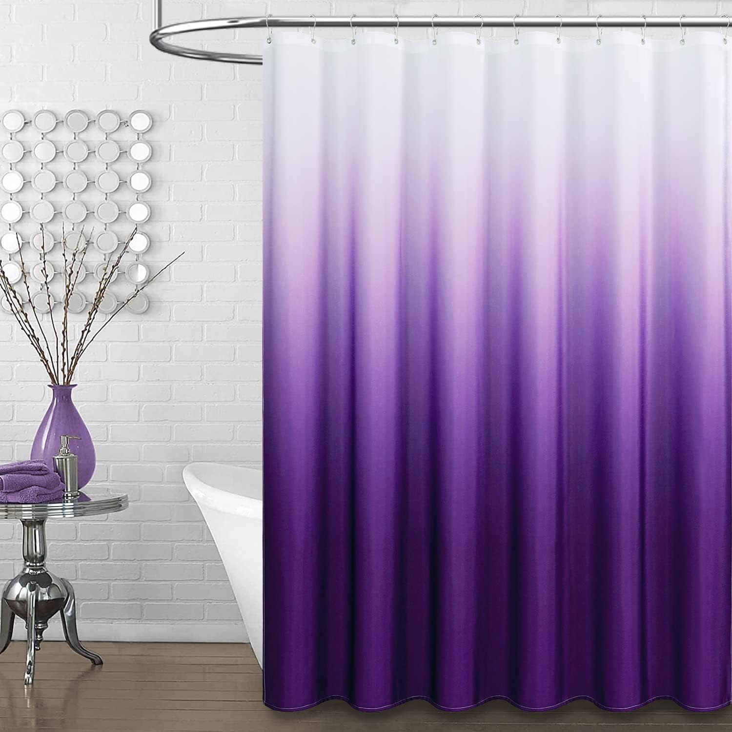 Extra Long Fabric Shower Curtains, 72'' x 84'' Inch Long Ombre Linen