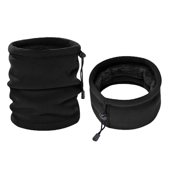 Extra Long Fleece Lined Neck Warmer Scarf, Windproof Winter Scarf with Pull Up Face Cover for Men Women, Soild Color Neck Warmer for Outdoor Winter Activities - Black