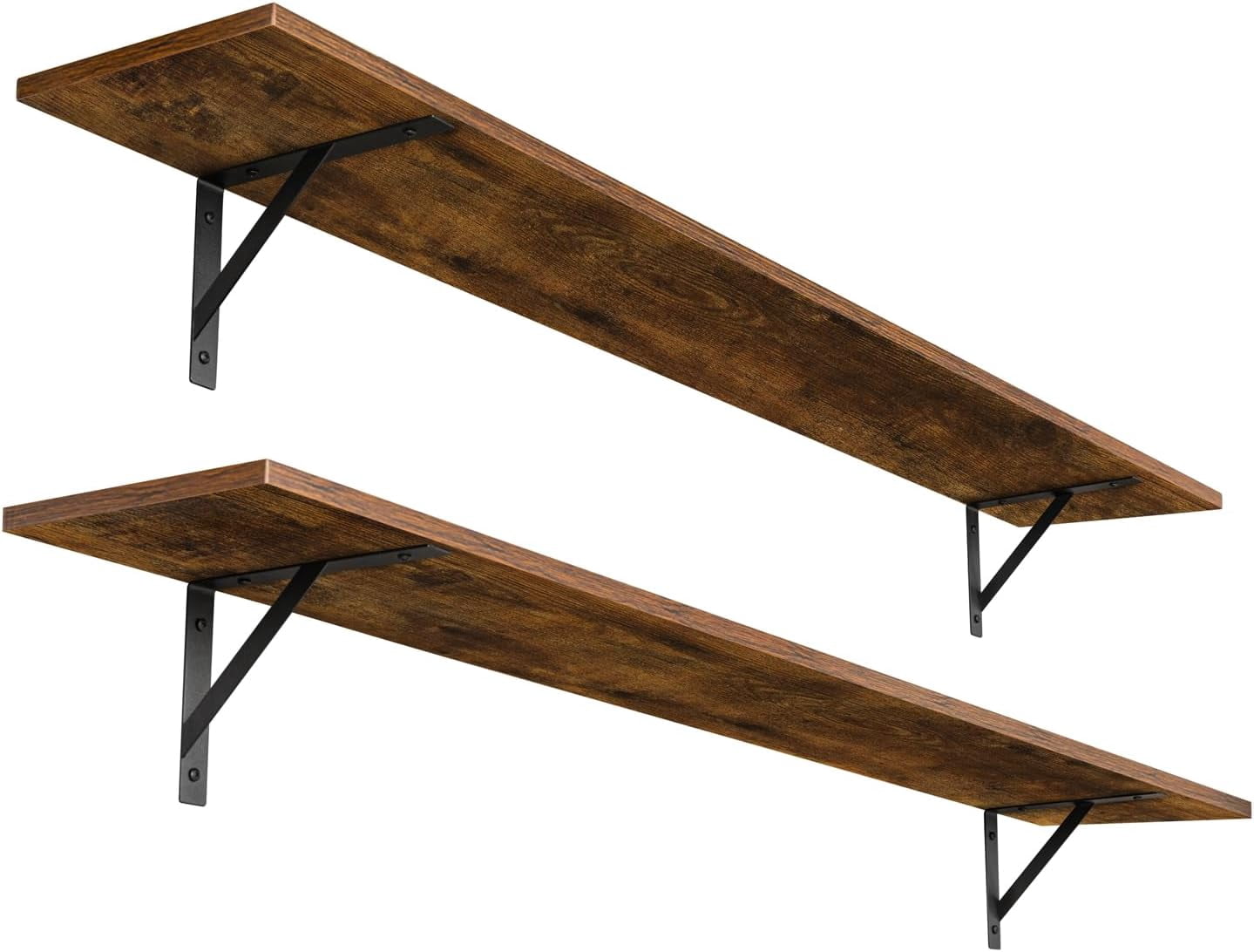 Extra Long Floating Shelves Set of 2 - 55.1" Rustic Brown Wall Shelves ...