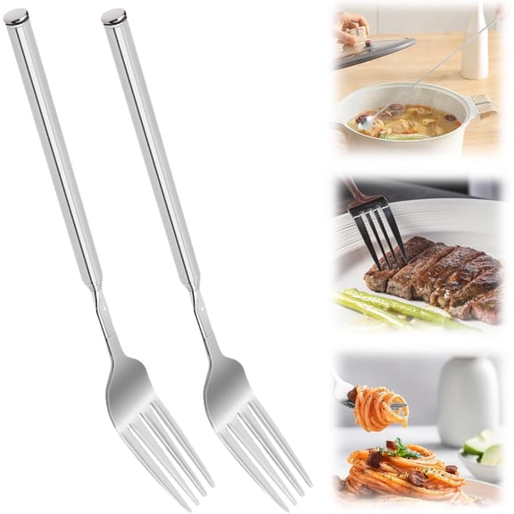 Extra Long Fork Prank Extendable Fork for Grilling BBQ Baking, Expandable Forks for Fruit Desser,Stainless Steel Dinner Forks Kitchen Gadget Home Outdoor Use