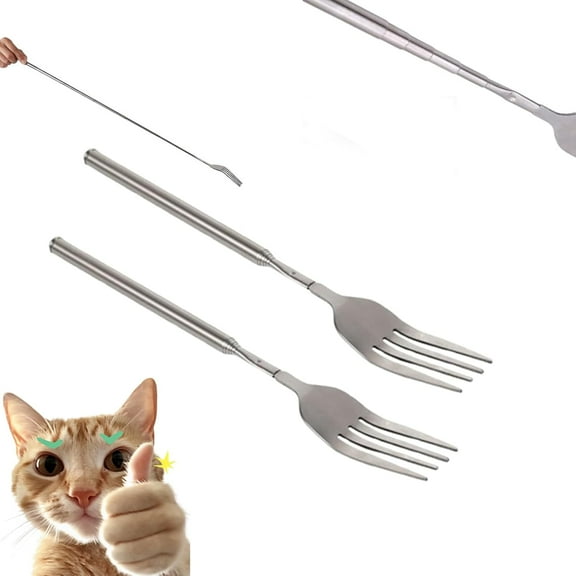 Extra Long Fork Prank, Extension Forks, Extendable Forks Prank, Telescoping from 8.7" To 25", Extendable Stainless Steel Dinner Fruit Dessert for Meal and Have Fun (Fork*2)