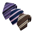 thumbnail image 1 of Classic Business Neckties for Men - Set of 3 Jacquard Woven Ties in Stripe & Check Designs, Sizes Include Regular and Extra Long for Big & Tall, 1 of 4