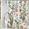 thumbnail image 1 of Extra Long Green Boho Floral Shower Curtain 72 x 84 Inch, Flower Leaves Boho Chic Bathroom Curtain, Waterproof Fabric Plant Bathroom Shower Curtains, 1 of 6