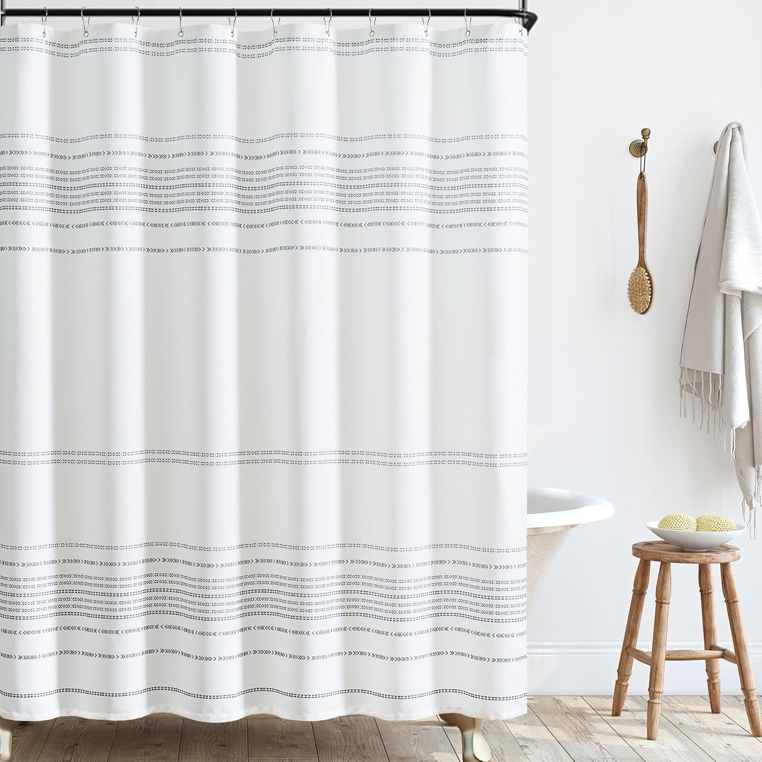Gray White Shower Curtain