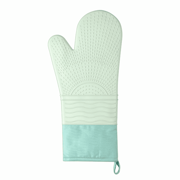 Extra Long Heat Resistant Silicone Oven Mitt with Thick Cotton Lining, Non-Slip Waterproof Heat Proof Kitchen Glove, Up to 572°F for Baking, Grilling, Air Fryer & Cooking Use