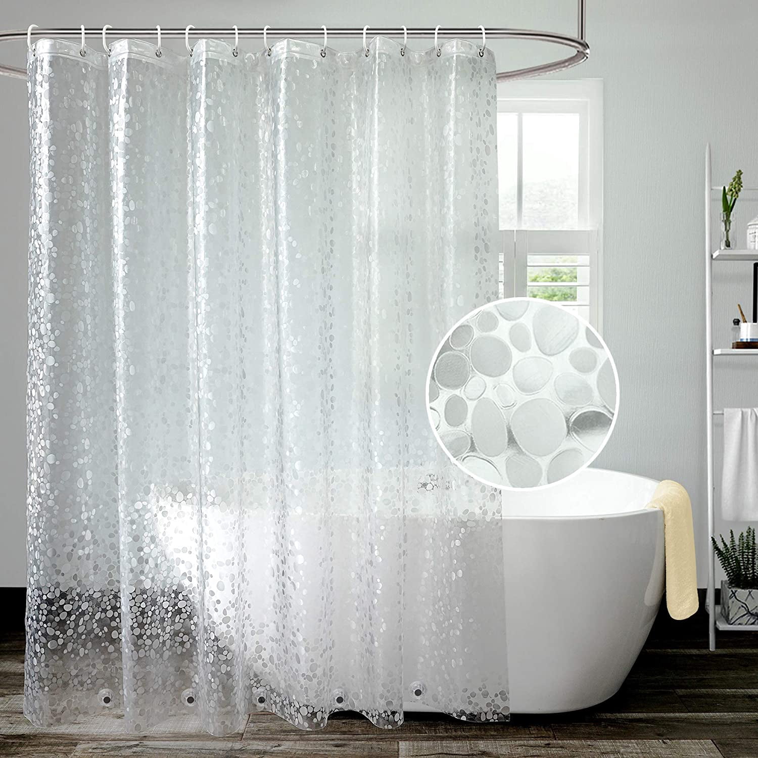 Sneaker Pattern Bottom Extra Long Heavy Duty EVA Shower Curtain Liner with Bottom Magnets ...
