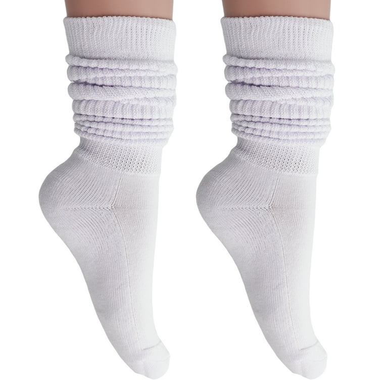 Extra Long Heavy Slouch Socks 2 Pairs Size 9-11 - White