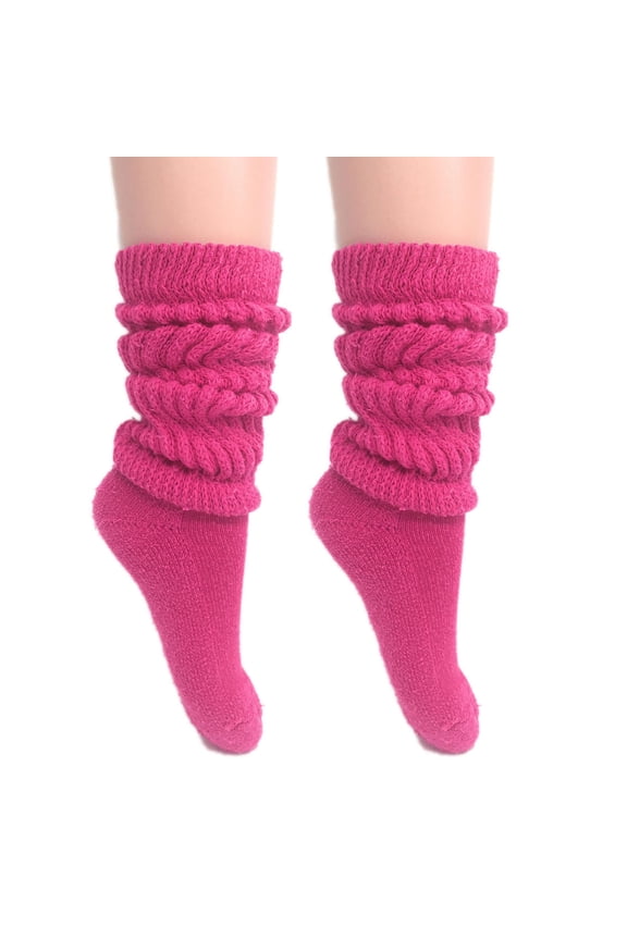 Extra Long Heavy Slouch Socks Fuchia 2 Pair Size 9-11