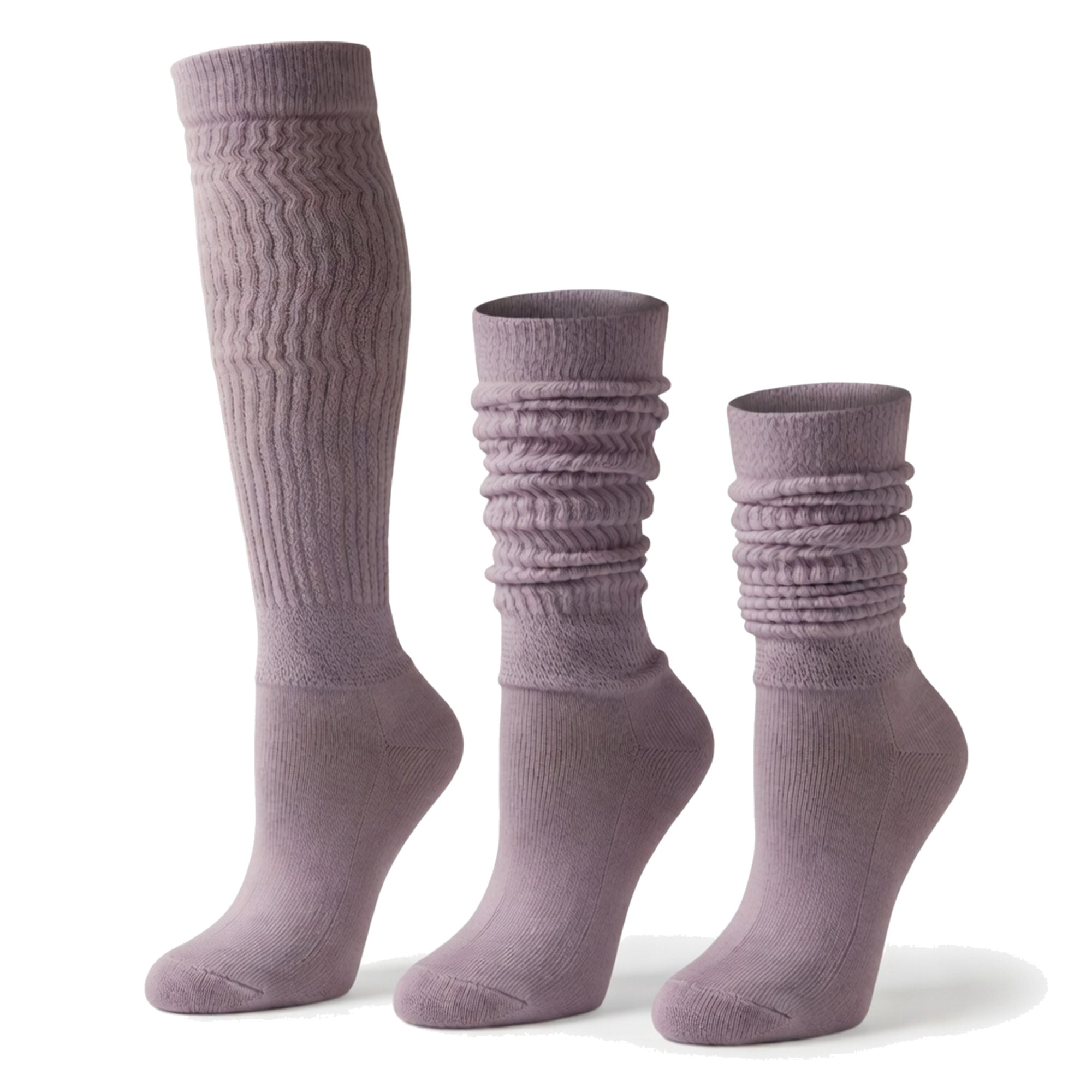 AWS/American Made 2 Pairs Heavyweight Slouch Socks Women, Lilac Cotton ...
