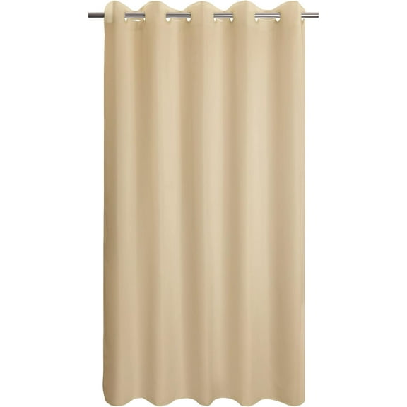 Extra Long No Hook Beige Shower Curtain or Liner - Soft Microfiber 84" Long Fabric Shower Curtain Liner Set, Machine Washable & Water Repellent, Beige, 71x86