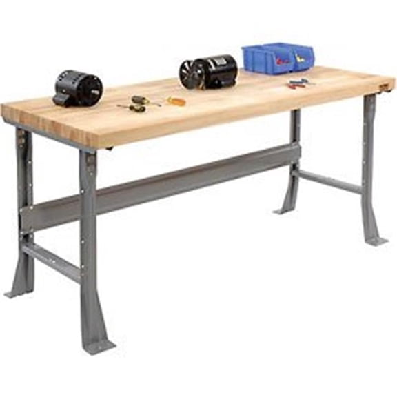 Extra Long Industrial Workbench - Maple Butcher Block Square Edge - Gray - 72 x 30 in.
