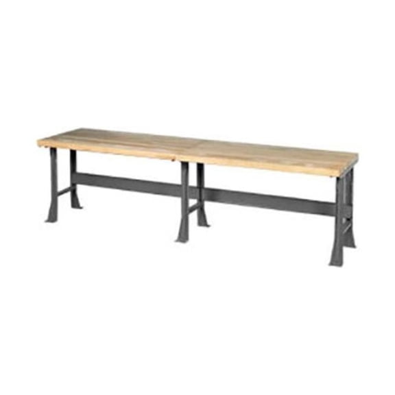 Extra Long Industrial Workbench with Maple Block Square Edge - Gray - 120 x 30 in.