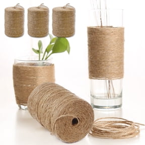 Extra Long Jute Twine String | Natural Flax Fiber | Durable Thin Rope for Crafts, Gardening, Gift Wrapping, Packing, Wedding, Home Decor | 200m | Khaki | Multipurpose DIY Cord