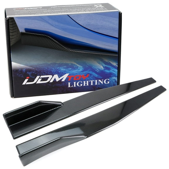 Extra Long Left/Right Black Carbon Fiber Pattern PP Universal Rear Side Skirt Winglets Diffusers For Most Cars