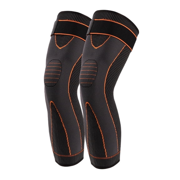 Extra Long Leg Support Knee Sleeves for Basketball, Football, Knee Pain, Exercise-Orange-XXL