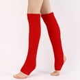 thumbnail image 1 of Extra Long Leg Warmers with Foot Stirrup, Ribbed Knit Dance Leg Warmers for Women, Knee High Sock Cuffs for Ballet, Yoga, 80s Fashion, and Winter Warmth - Red, 1 of 6