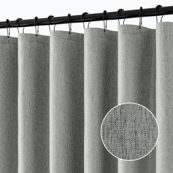 Extra Long Linen Shower Curtain, 108 Inch Long Heavy Duty Fabric Shower Curtain Set with 12 Metal Hooks, Waterproof Decor Machine Washable for Bathroom Bathtub Hotel, 72 x 108, Gray