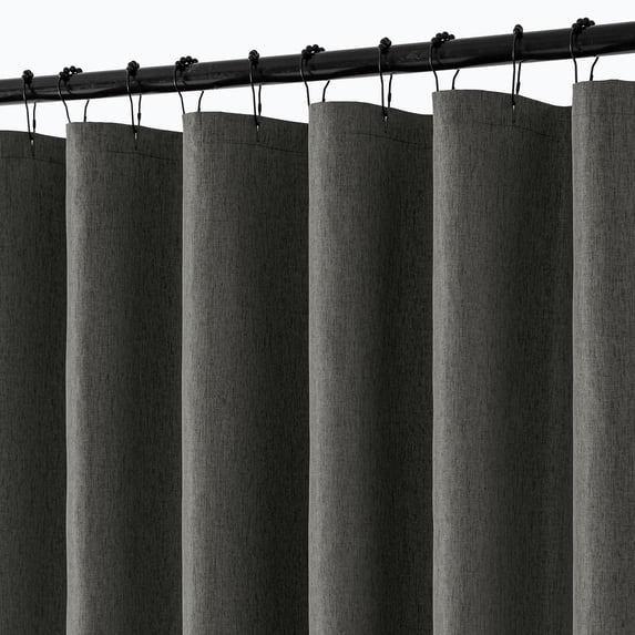 Extra Long Linen Shower Curtain, 108 Inch Long Heavy Duty Fabric Shower Curtain Set with 12 Metal Hooks, Waterproof Decor Machine Washable for Bathroom Bathtub Hotel, 72 x 108, Dark Grey