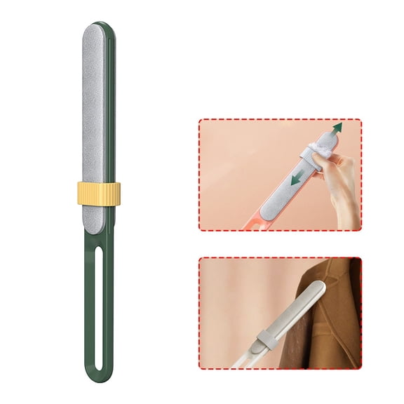 Extra-Long Lint Roller, Clothes Hair Remover Brush, Sticky Fuzz Collector for Laundry, Pet Hair Removal Tool, Handheld Fabric Shaver, Portable Garment Cleaner for Travel(Green)