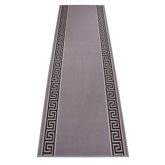 Extra-Long Low Pile Runner Rug Skid Resistant Backing Rug Runner Bordered Geometric Abstract Design Cut to Size Roll Runner Rugs - 36 Feet x 36 Inch