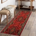 thumbnail image 1 of Extra-Long Low Pile Runner Rug Skid Resistant Backing Rug Runner Orient and Floral Red Cut to Size Roll Runner Rugs - 4 Feet x 26 Inch, 1 of 8